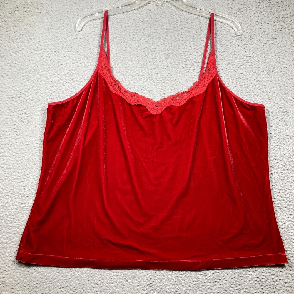 Gilligan & O'Malley Velvet Cami Top Women 3X Red V Neck y2K Renaissance Feminine